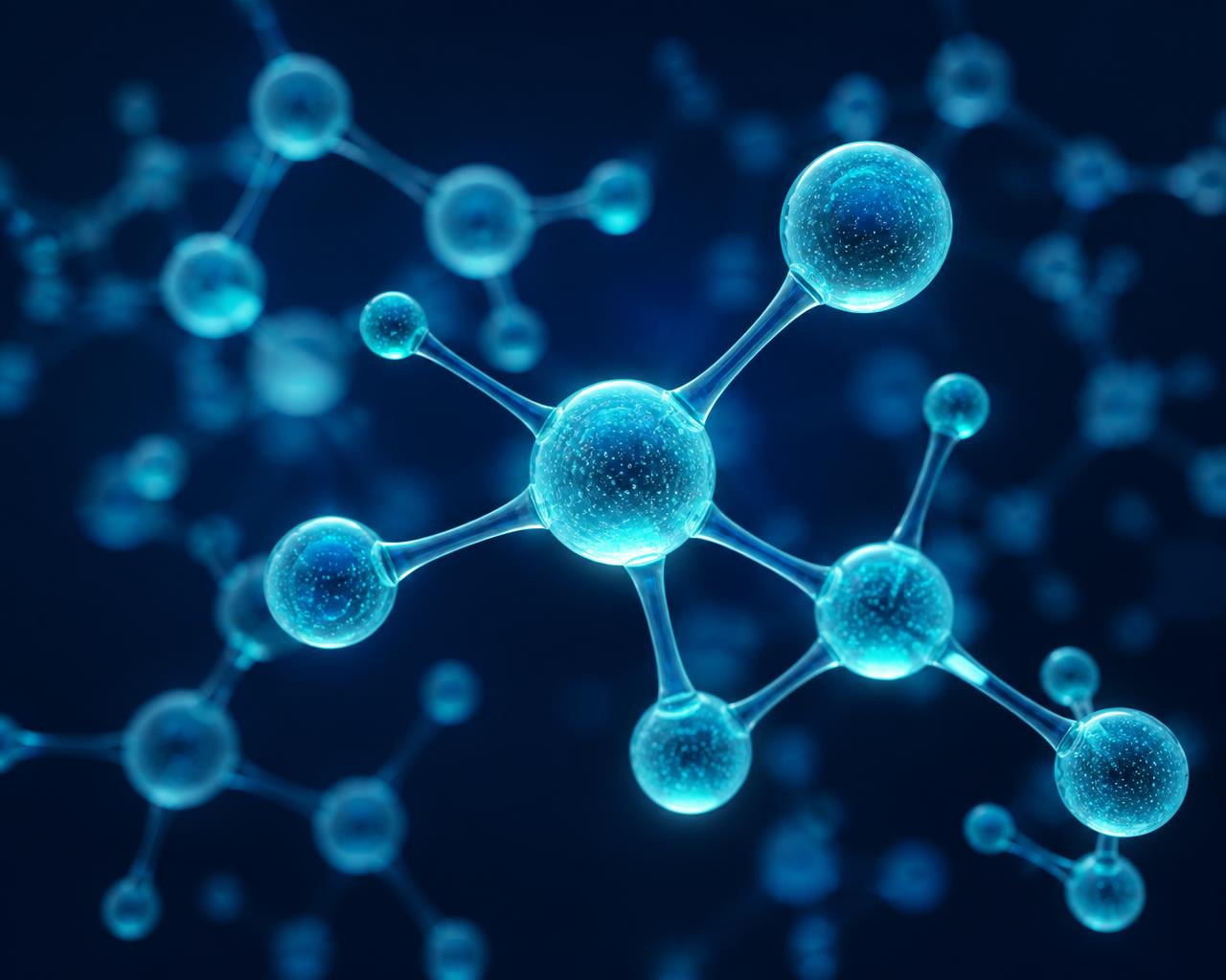 Ilustración de una estructura molecular en tonos azules